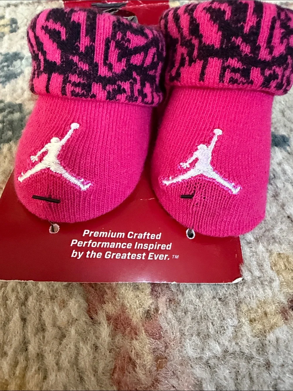 Brand New Jordan Hot Pink and Black Infant Booties